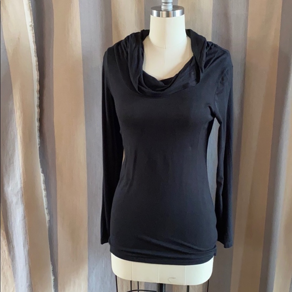 Black slouch neck long sleeve top